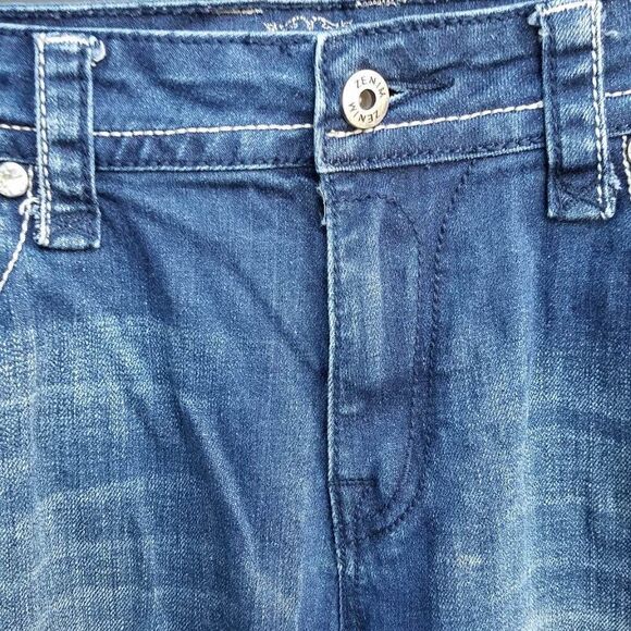 Zenim Denim Natural Waist Cropped Jeans Bling on Back Pockets size 29 8 - Picture 10 of 12